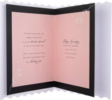 Gold Heart & Pink Flowers Wife Anniversary Card
