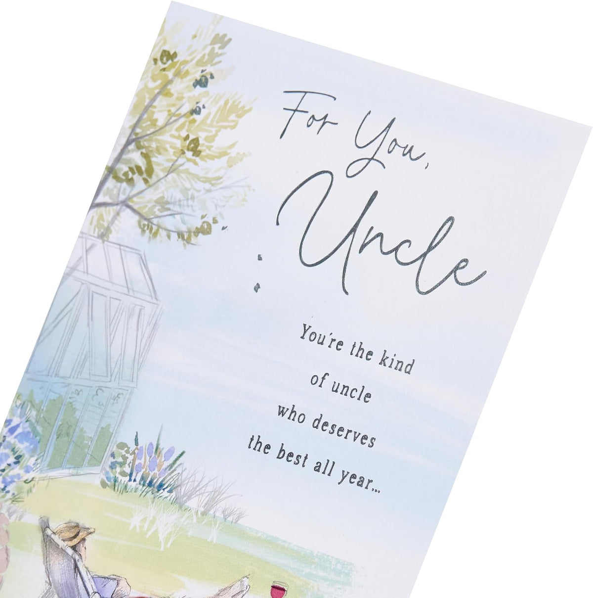 Man Sat in Garden Design Uncle Birthday Card