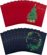 Xmas Tree & Wreath Artwork 16 Pack 2 Designs Charity Christmas Cards