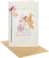Boofle Standing On Presents Hand Drawn Hearts Design Daughter Birthday Card