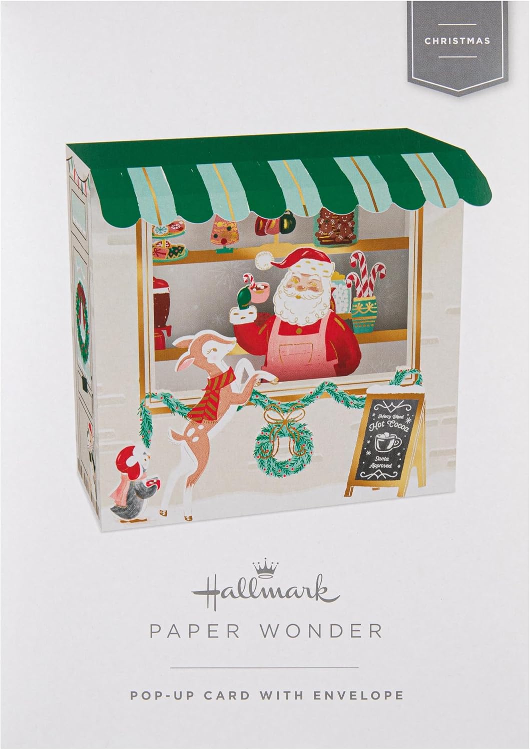Paper Wonder 3D Pop Up Santa Hot Cocoa Shop Christmas Card