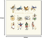 Pack of 8 Twelve Days of Christmas Samaritans Charity Christmas Cards