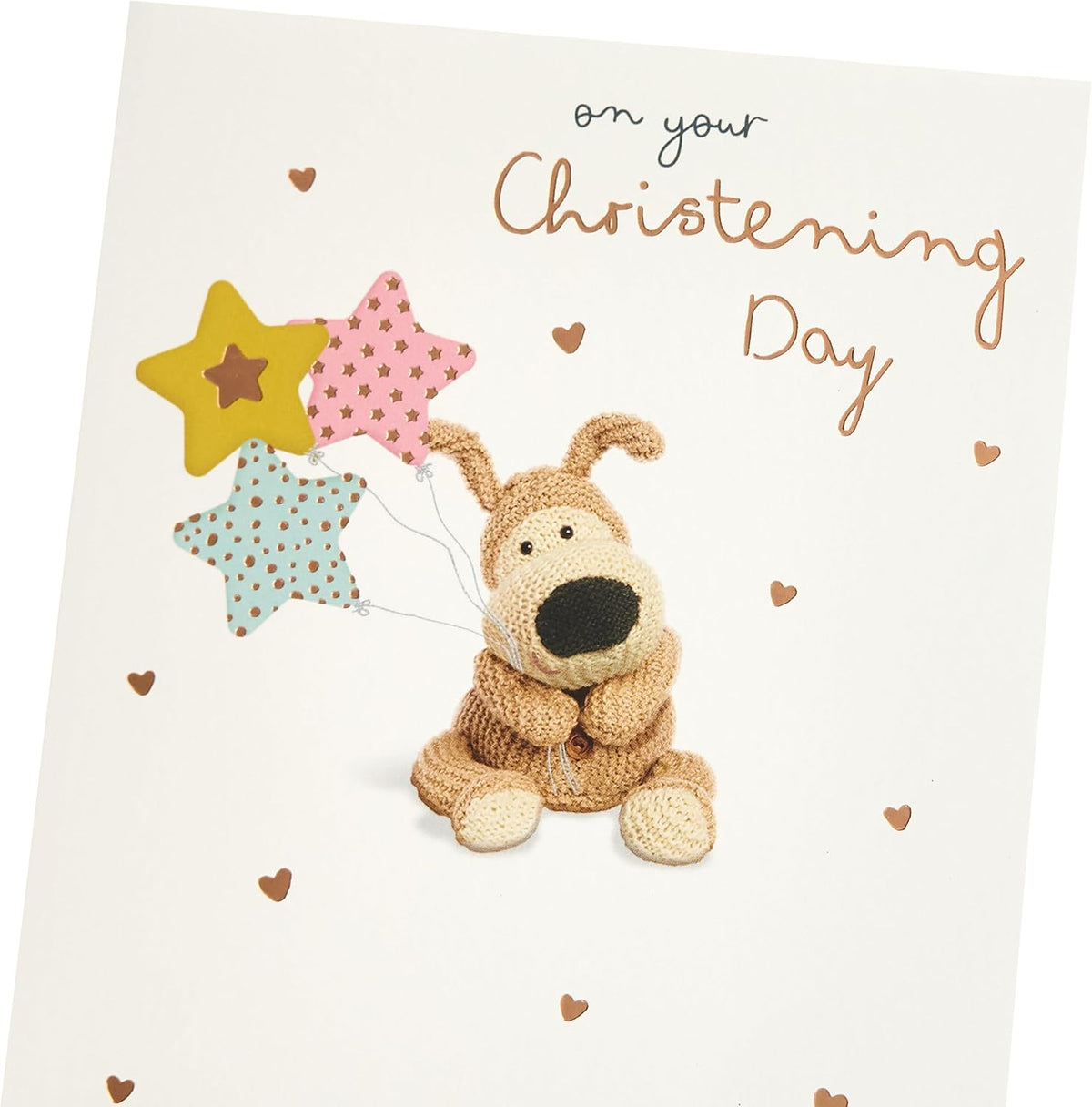 Boofle with Stars Balloon Christening Congratulations Card