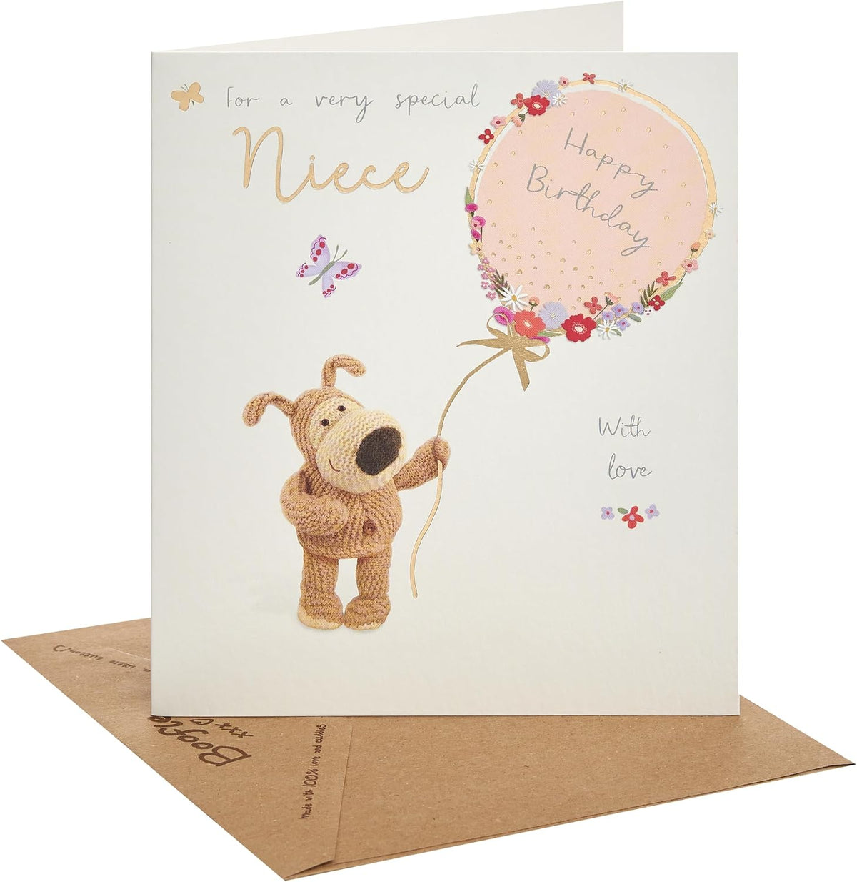 Boofle Holding Balloon Niece Birthday Card