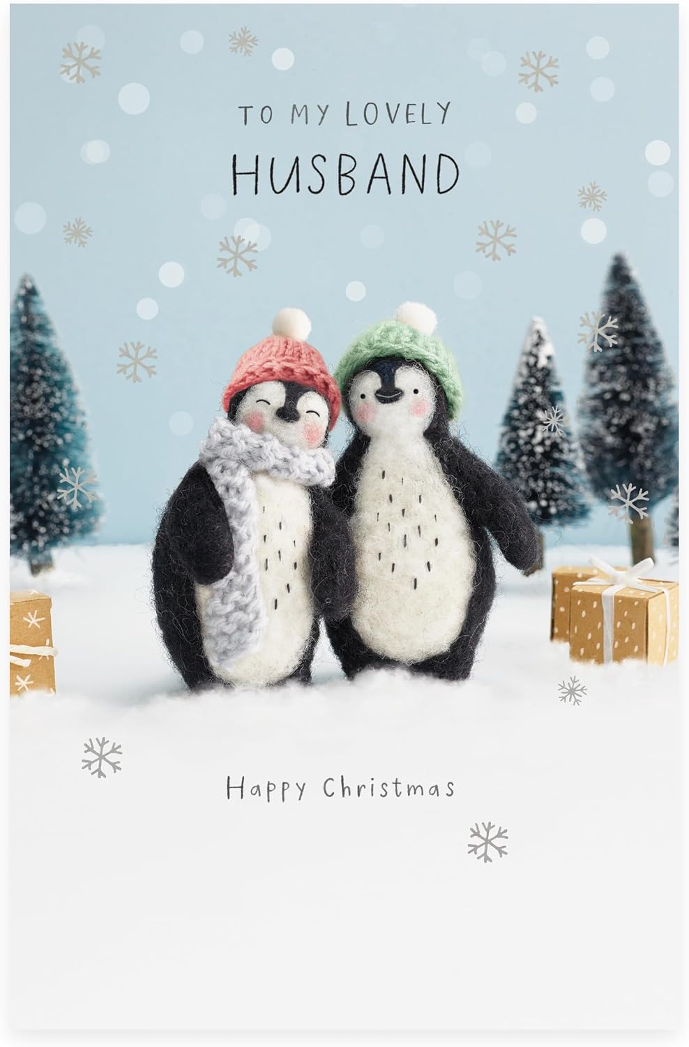 Felted Penguin Couple Design Husband Christmas Card