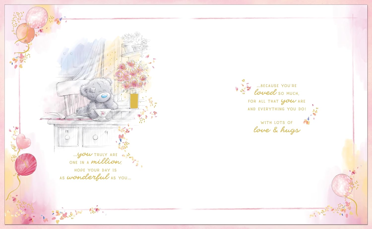 Bear Sat On Plant Pot With Flowers Handmade Mum Birthday Card