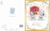 Bears With Poinsettia Lovely Wife With 3D Flowers And Organza Bow Boxed Christmas Card