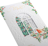 Traditional Fireplace and Robin Design Mum Christmas Card
