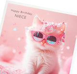 Cat with Glasses Niece Birthday Card