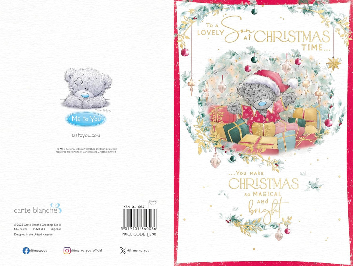 Bear Amidst Lots Of Presents Son Christmas Card