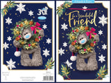Bear Holding A Wreath Friend 3D Christmas Keepsake Card