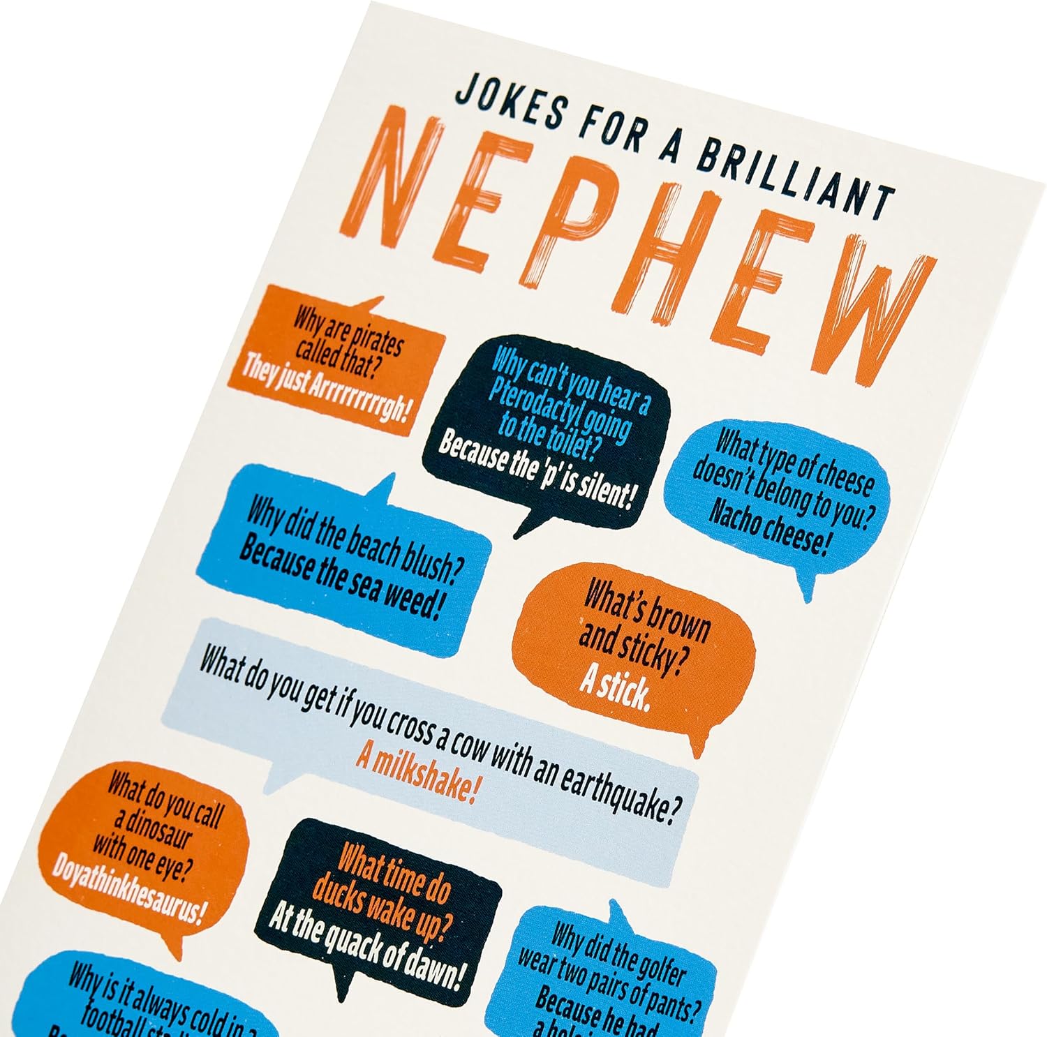 Joke List Speech Bubbles Design Nephew Birthday Card
