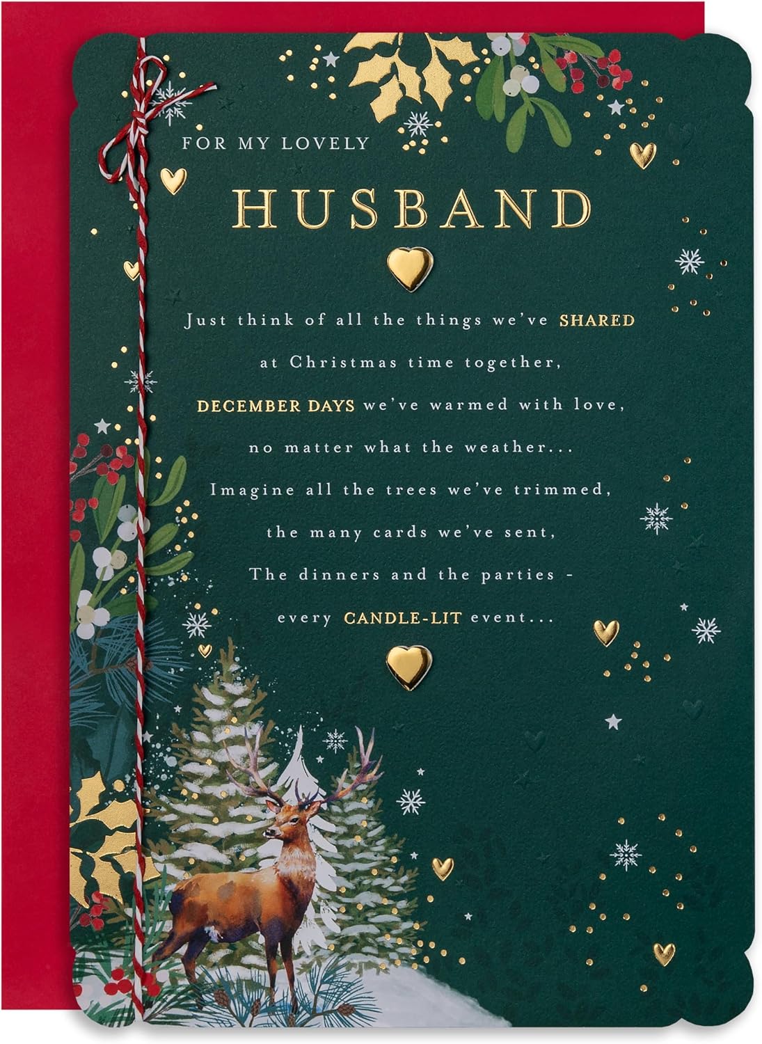Traditional Illustrated Winter Forest Scene Design Husband Christmas Card