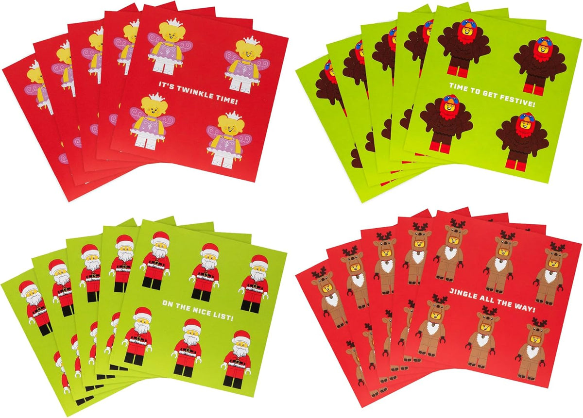 Lego Classroom 20 Cards, 4  Designs Children Multipack Christmas Cards