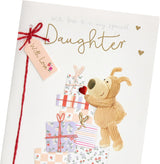 Boofle Standing On Presents Hand Drawn Hearts Design Daughter Birthday Card