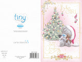 Bear With Snowman And Reindeer Toy Baby Girl Christmas Card