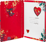 Robin and Winter Florals Design Mum and Dad Christmas Card