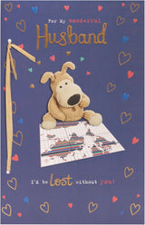 Boofle with World Map Husband Birthday Card