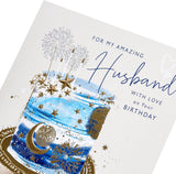 Cake with Sparklers Design Husband Birthday Card