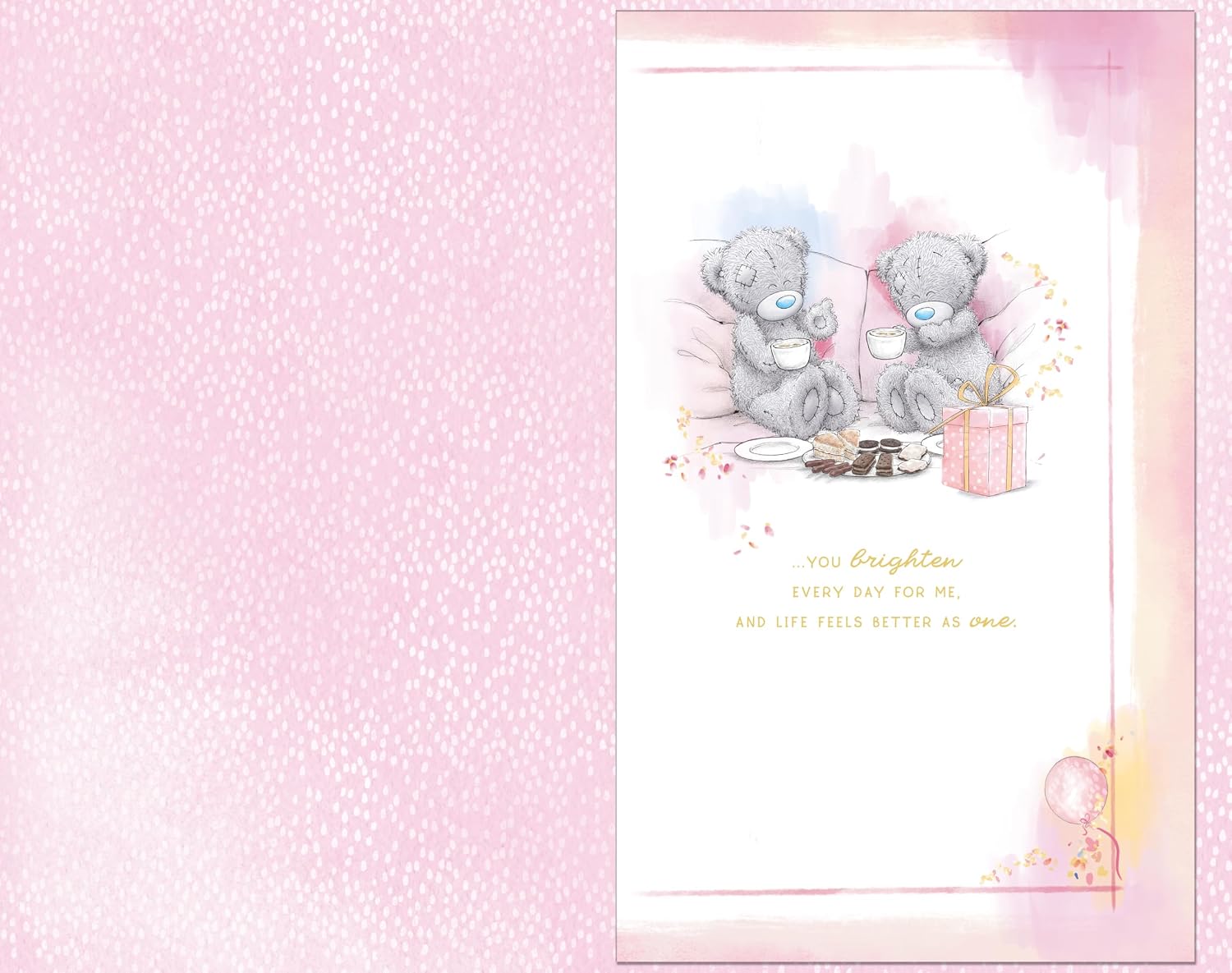 Bears Drinking Tea 'For My Beautiful Wife' Luxury Birthday Day Card With Bow