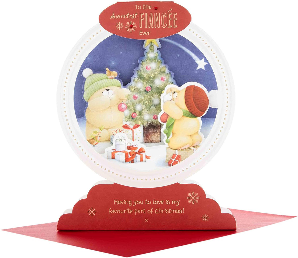 Forever Friends Snow Globe Design Fiancée Large Christmas Card