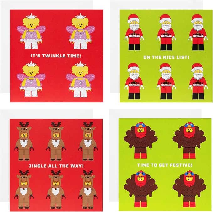 Lego Classroom 20 Cards, 4  Designs Children Multipack Christmas Cards