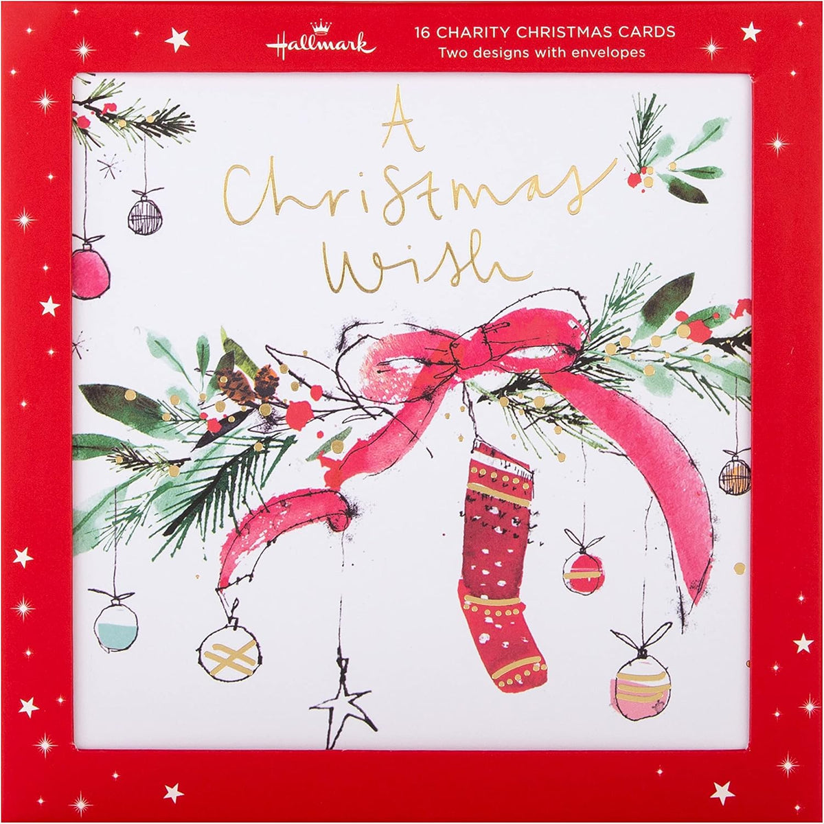 Contemporary Traditional Wish 16 Pack 2 Designs Charity Christmas Cards