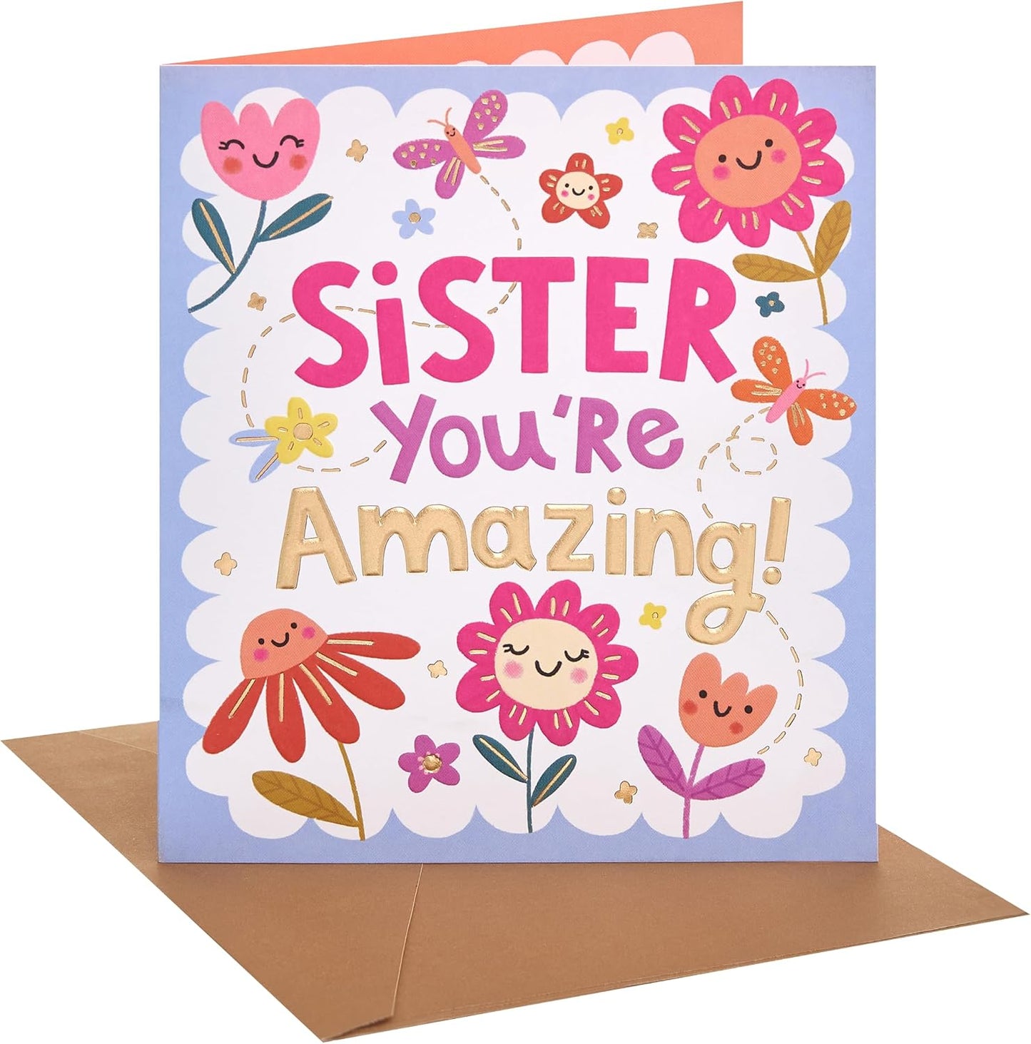 Sunflowers and Butterflies Design Sister Birthday Card