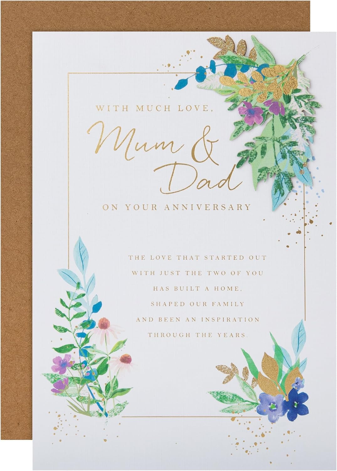 Traditional Floral Design with Heartfelt Verse Mum & Dad Anniversary Card