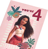 Disney Moana Design 4th Birthday Card with Activity Inside