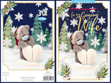Bear With Paper Heart Gorgeous Wife 3D Christmas Keepsake Card