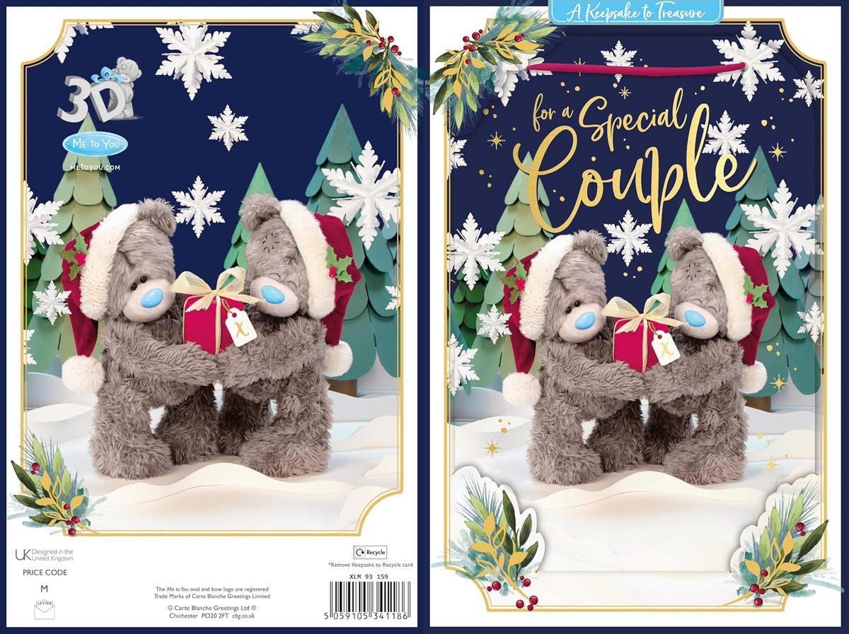 Bears Holding Gift Special Couple 3D Christmas Keepsake Card