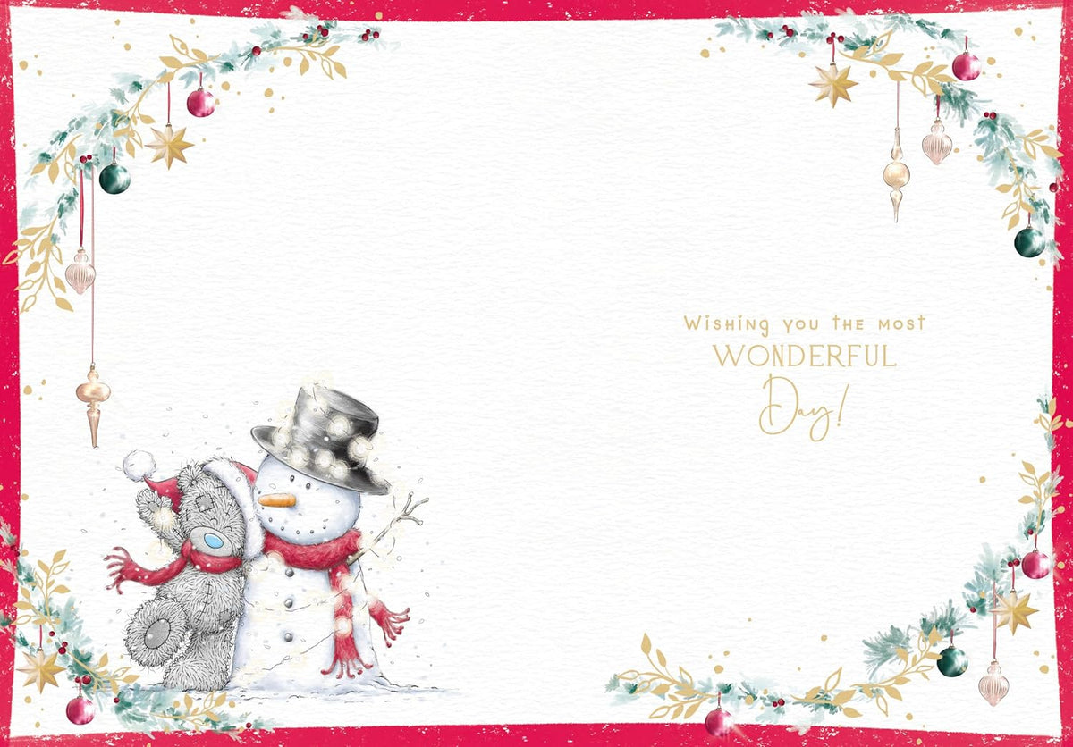 Bear With Snowman Wrapped In Fairy Lights Special Neighbours Christmas Card