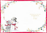 Bear With Snowman Wrapped In Fairy Lights Special Neighbours Christmas Card
