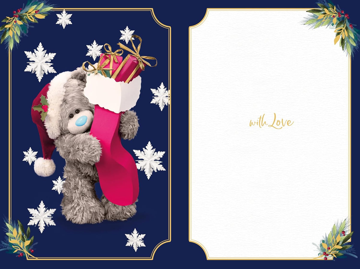 Bear Holding A Stocking Full Of Presents Special Nephew Photo Finish Christmas Card