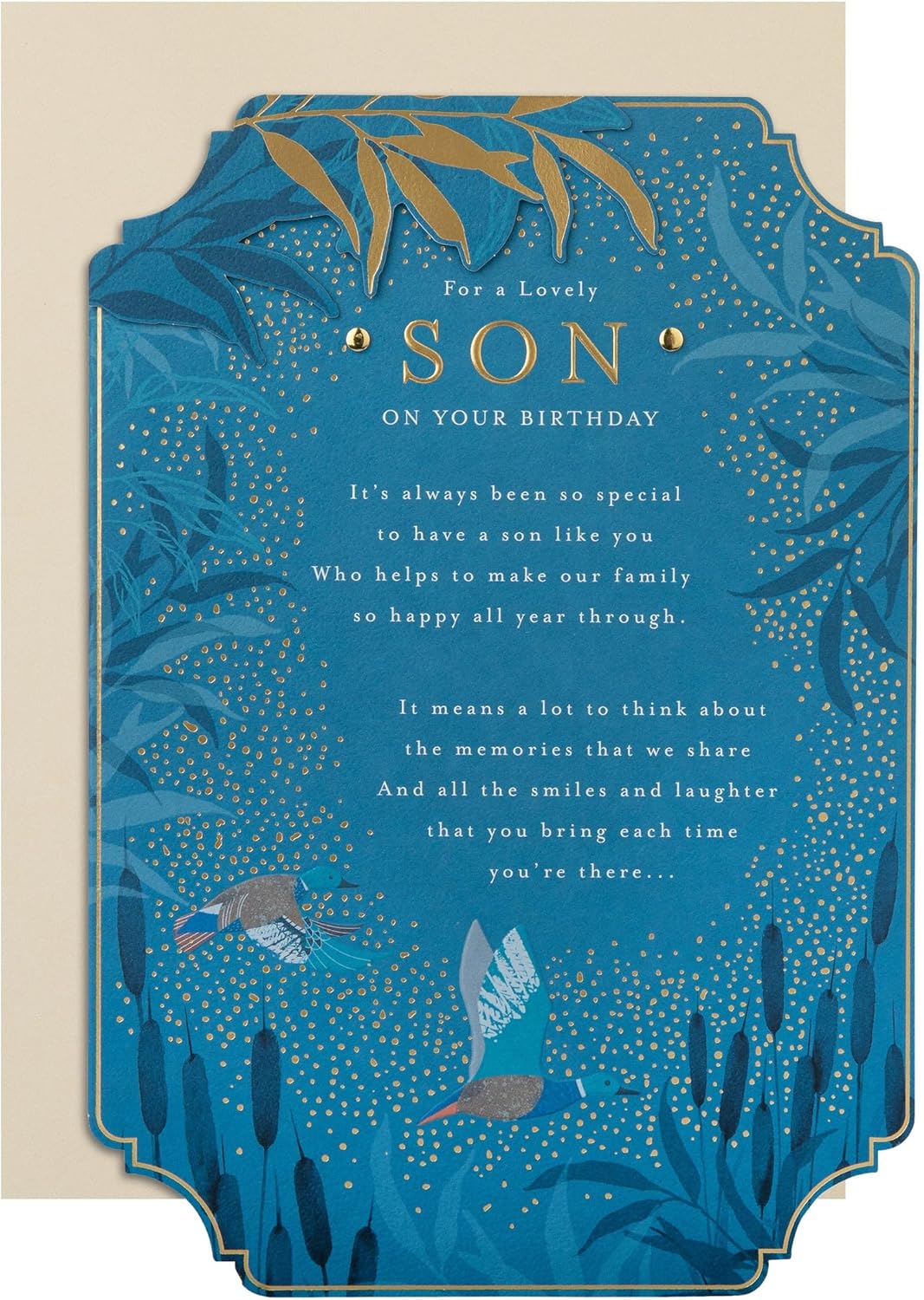 Maurice Moore Blue Traditional Floral Design with Heartfelt Verse Son Birthday Card