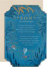 Maurice Moore Blue Traditional Floral Design with Heartfelt Verse Son Birthday Card