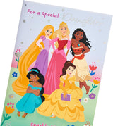 Princesses Design Daughter 3 Fold Birthday Card with Activity Inside