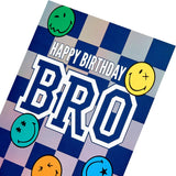 Checkerboard Smiley Faces Design Brother Birthday Card