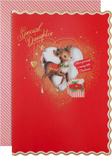 Traditional Reindeer Design Daughter Christmas Card