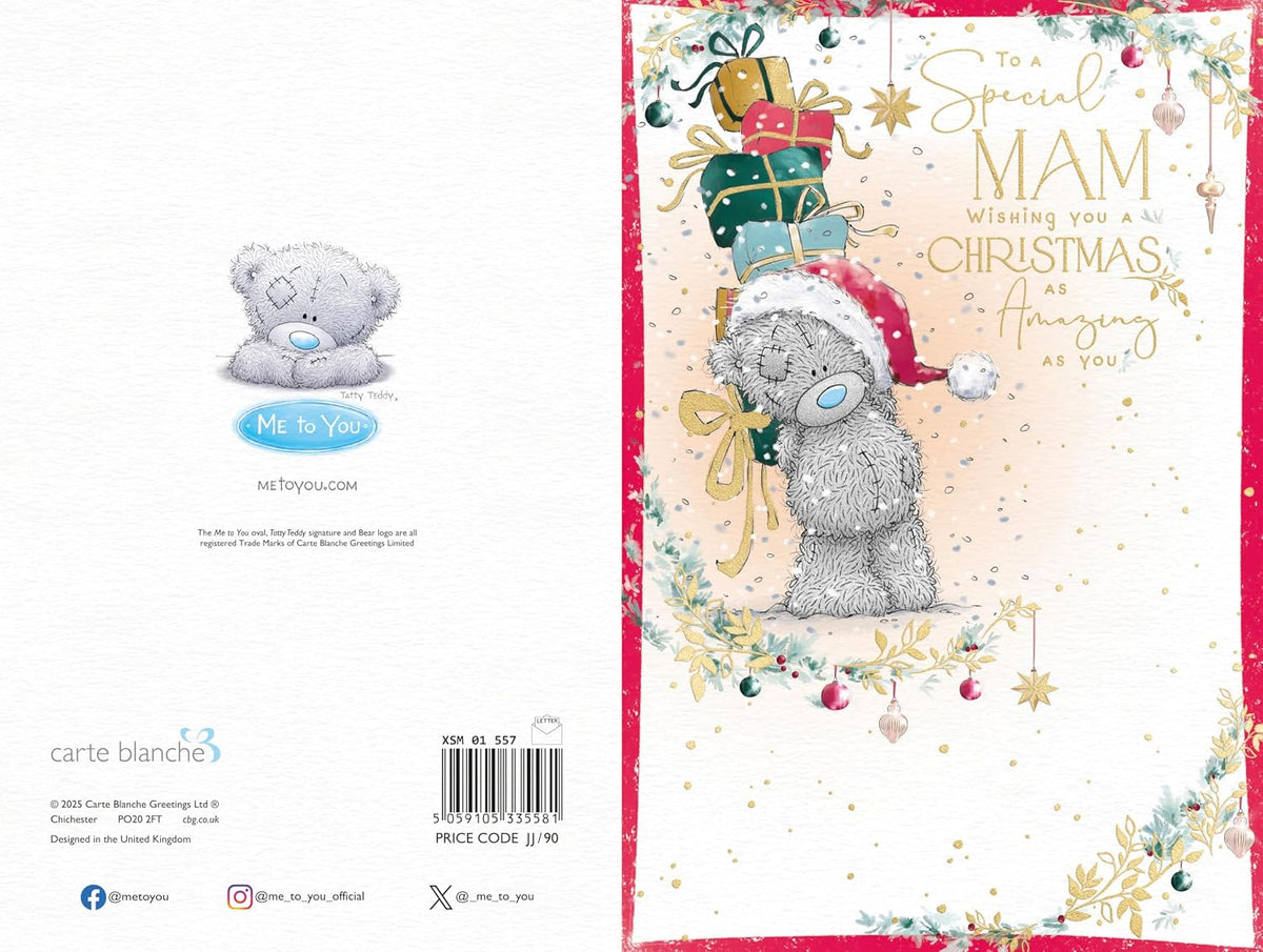 Bear With Stack Of Presents Special Mam Christmas Card