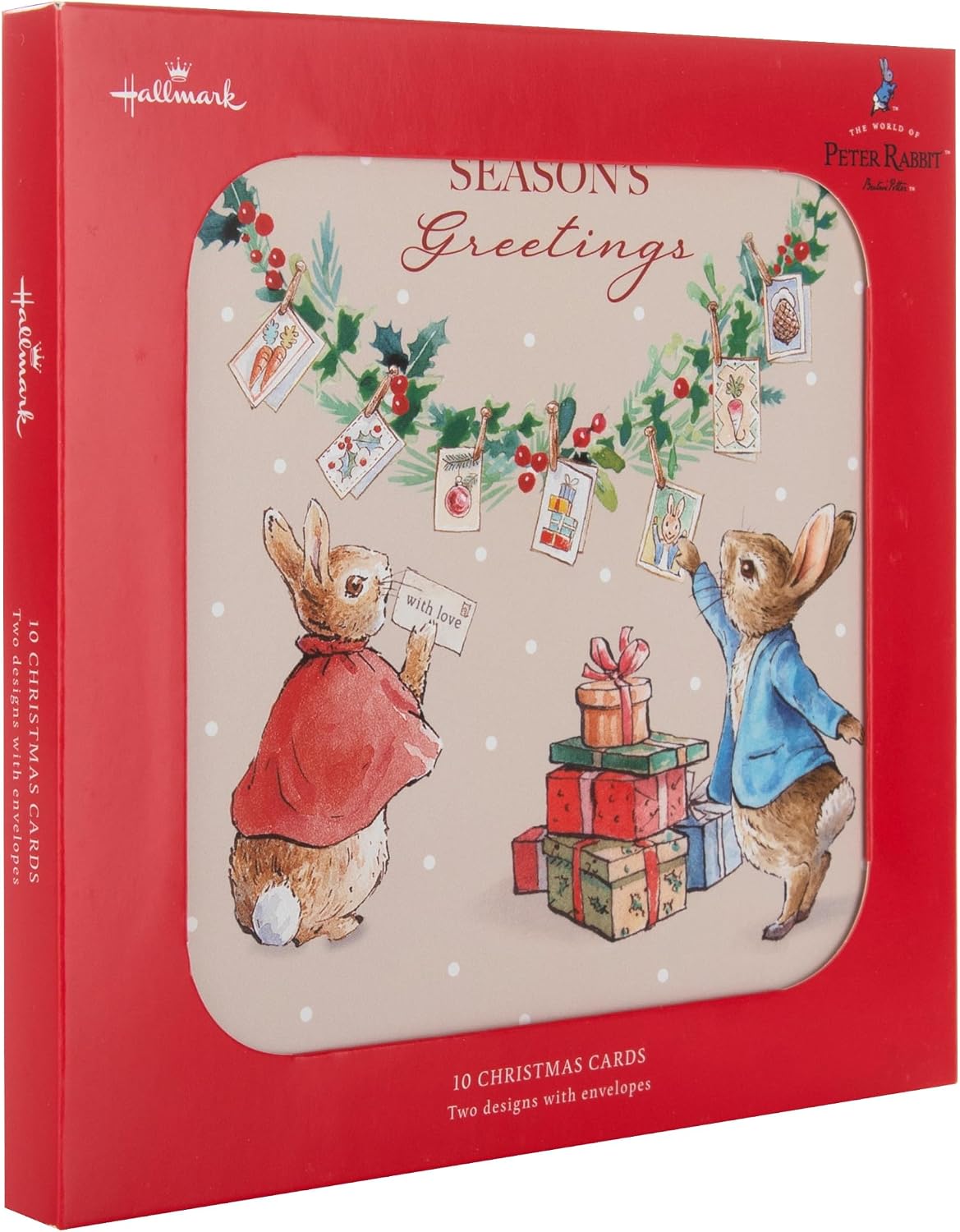 Peter Rabbit Pack of 10 in 2 Cute Designs Christmas Cards
