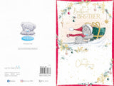 Bear Pushing A Present In The Snow Brilliant Brother Christmas Card