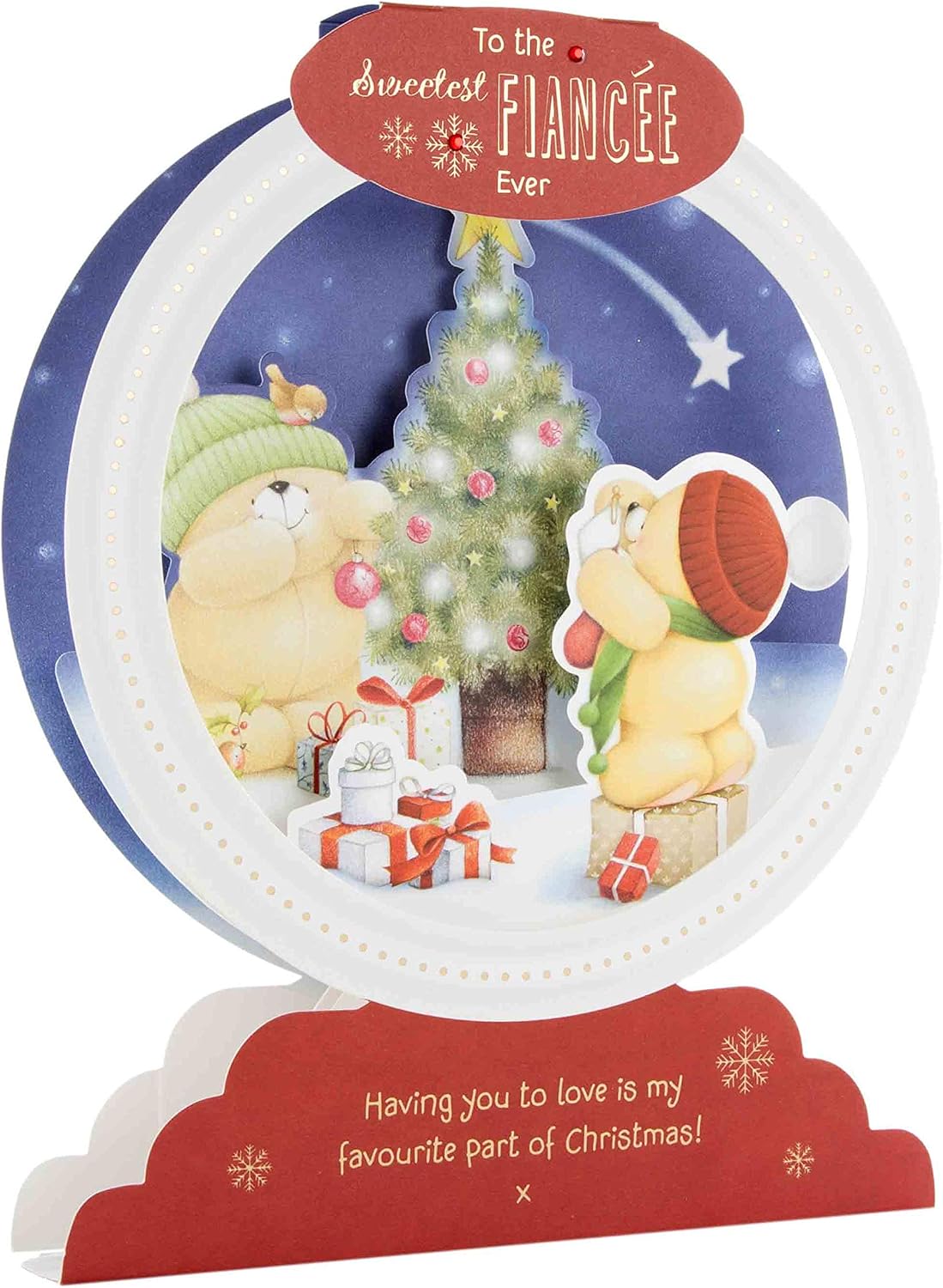 Forever Friends Snow Globe Design Fiancée Large Christmas Card