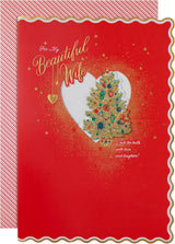 Traditional Tree Design Wife Christmas Card