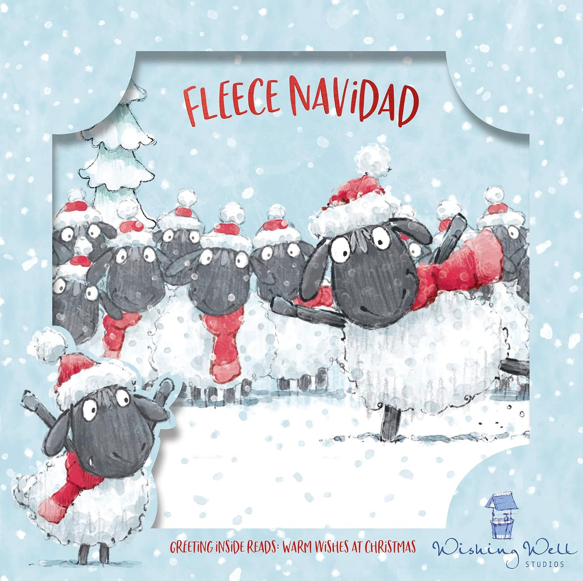 Fun Illustrations Of Fluffy Sheep In Santa Hats Studios 10 Pack 2 Design Christmas Cards