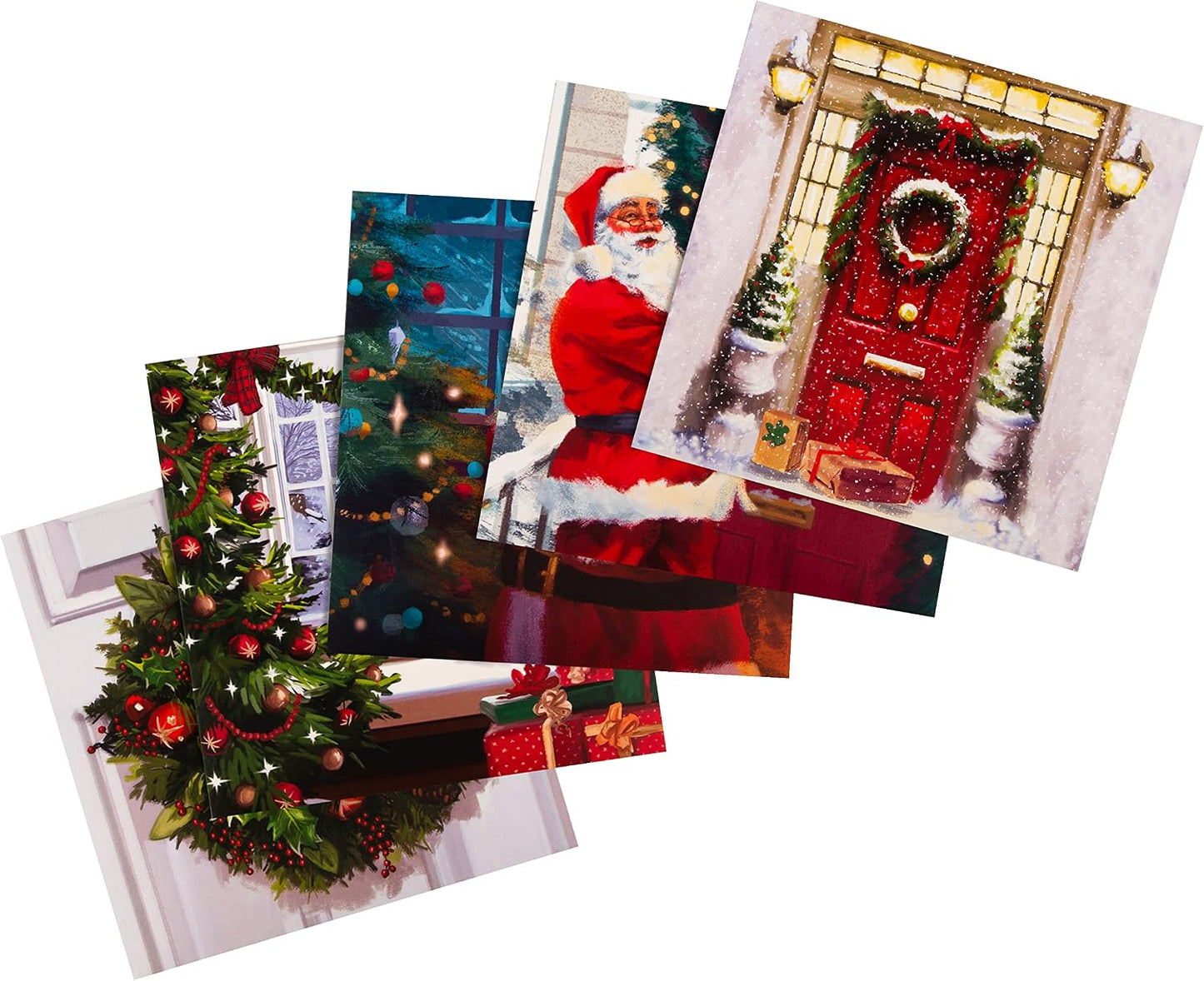 Red Door, Wreath, Santa Claus, Thomas Kinkade 30 Multipack 5 Designs Charity Christmas Cards