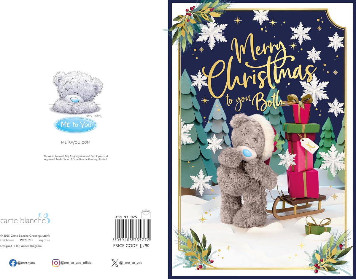 Bear Pulling Gifts On A Sledge To Both Of You Photo Finish Christmas Card