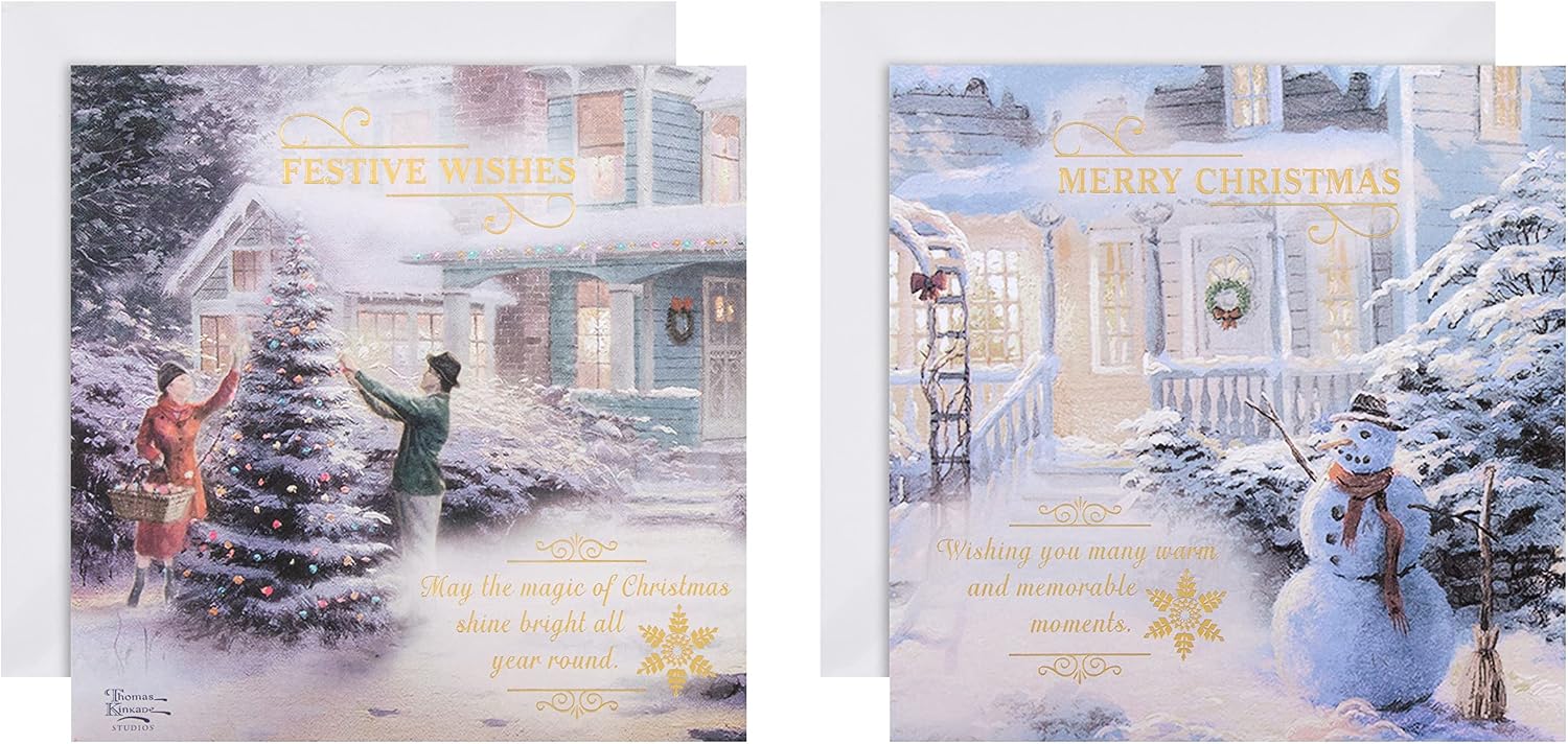 Scenic Thomas Kinkade 16 Pack 2 Designs Charity Christmas Cards