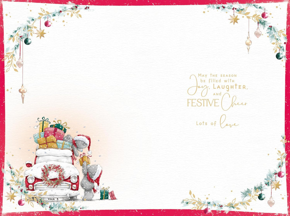 Bears Holding Hands By A Car Wonderful Auntie And Uncle Christmas Card